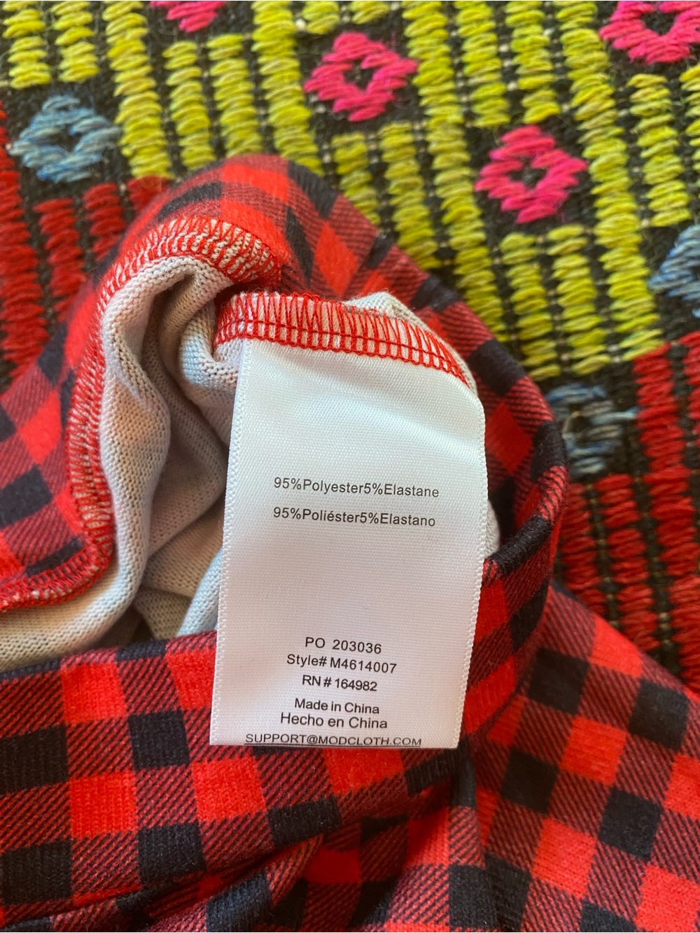 Red and Black Gingham Midi Skirt - Picture 5 of 5